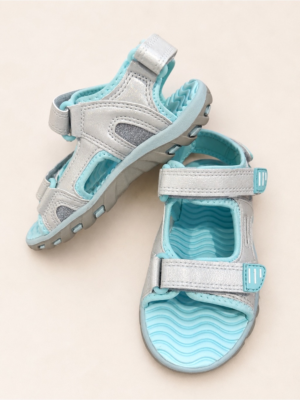Toddler Girls Light Blue and Silver Active Sandals / Walking Sandal / Summer
